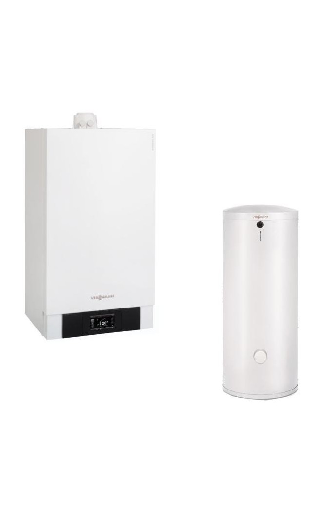Pachet centrala termica Viessmann Vitodens 200-W 60 kW cu boiler bivalent Vitocell 300 litri + CADOU 12 Luni Extragarantie