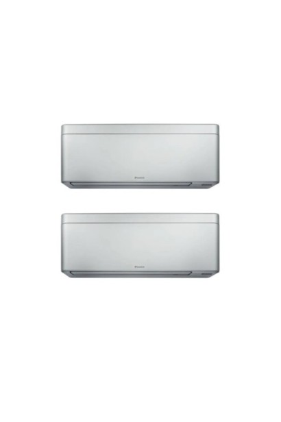 Aparat de aer conditionat dublu split Daikin Stylish cu doua unitati interne , una de 7000 BTU si una de 12000 BTU Argintii, FTX