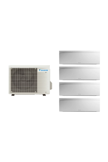 Aparat de aer conditionat multisplit Daikin EMURA cu patru unitati interne albe, trei 7000 BTU si una de 18000 BTU, 3xFTXJ20AW +