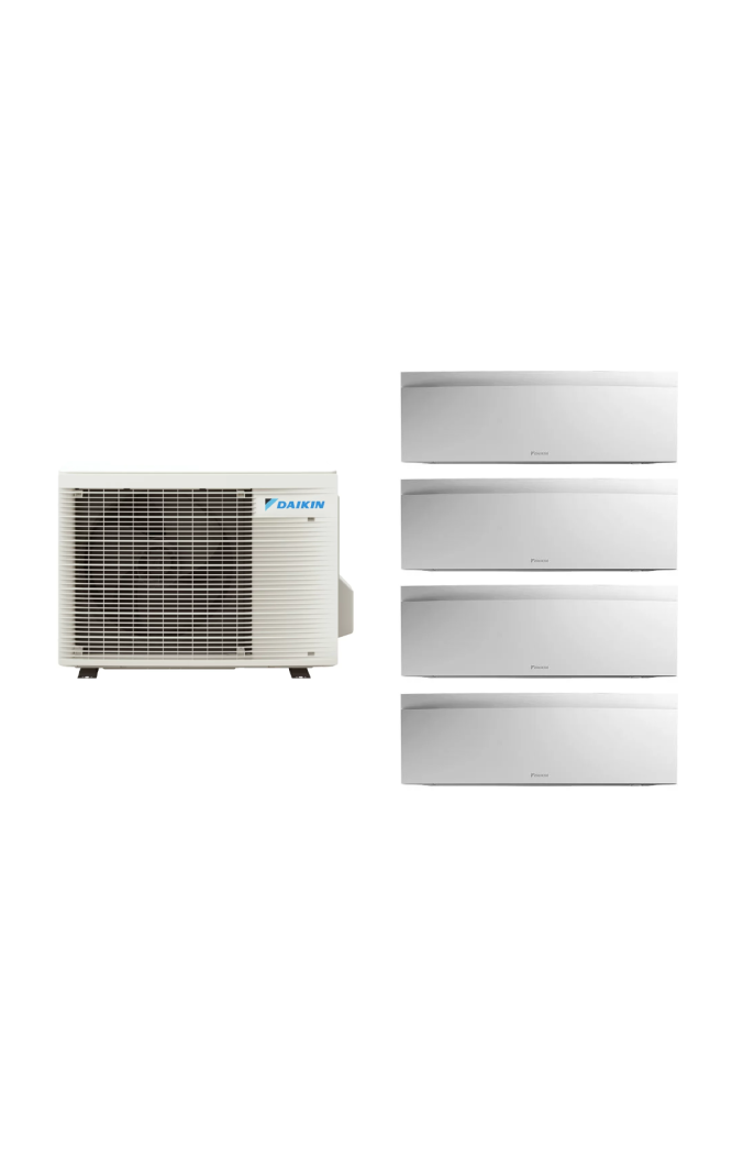 Aparat de aer conditionat multisplit Daikin EMURA cu patru unitati interne albe, trei 7000 BTU si una de 18000 BTU, 3xFTXJ20AW +