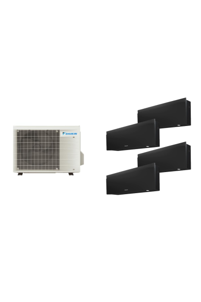 Aparat de aer conditionat multisplit Daikin EMURA cu patru unitati interne negre, trei 7000 BTU si una de 18000 BTU, 3xFTXJ20AB 