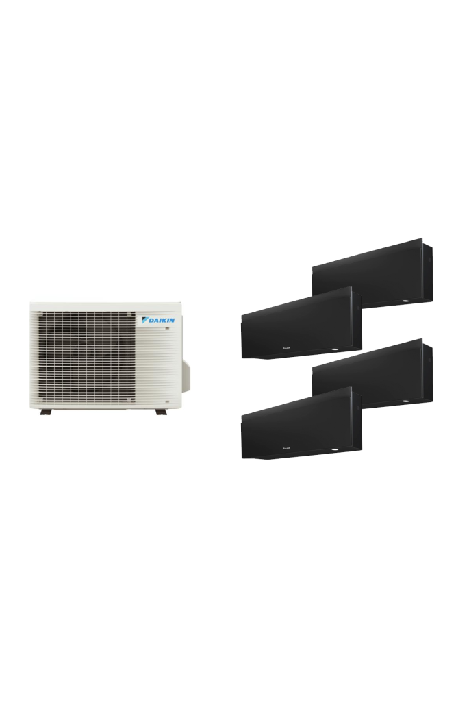 Aparat de aer conditionat multisplit Daikin EMURA cu patru unitati interne negre, trei 7000 BTU si una de 18000 BTU, 3xFTXJ20AB 
