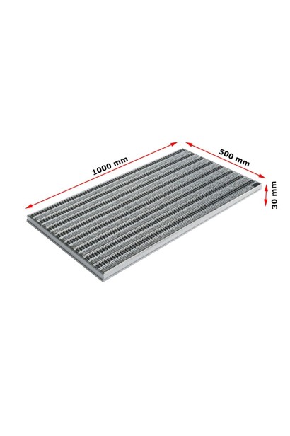 Ștergător de picioare încastrabil ACO Self Vario, cu ramă din aluminiu și grătar benzi textile si cauciucate, 1000x500x30mm