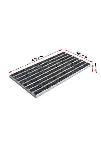 Ștergător de picioare încastrabil ACO Self Vario, cu ramă din aluminiu și grătar insertie textila pentru exterior, antracit, 600