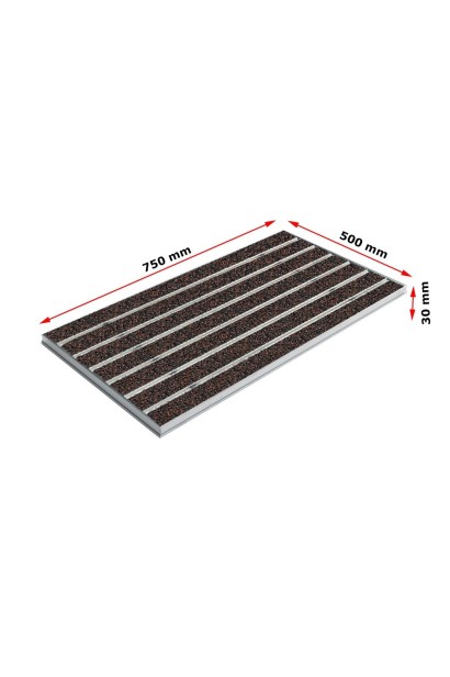 Ștergător de picioare încastrabil ACO Self Vario, cu ramă din aluminiu și grătar insertie textila pentru exterior, maro, 750x500