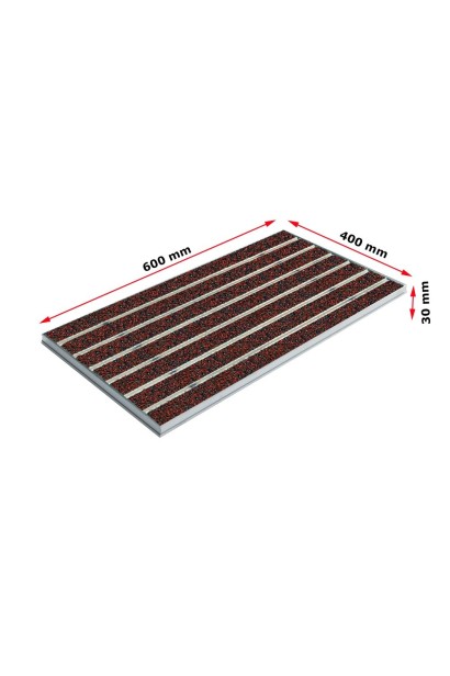 Ștergător de picioare încastrabil ACO Self Vario, cu ramă din aluminiu și grătar insertie textila pentru exterior, rosu, 600x400