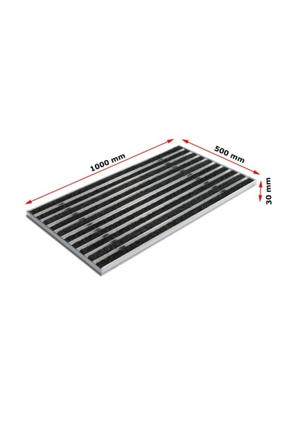 Ștergător de picioare încastrabil ACO Self Vario, cu ramă din aluminiu și grătar insertie textila, antracit, 1000x500x30mm