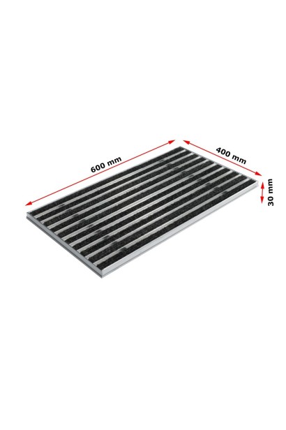 Ștergător de picioare încastrabil ACO Self Vario, cu ramă din aluminiu și grătar insertie textila, antracit, 600x400x30mm