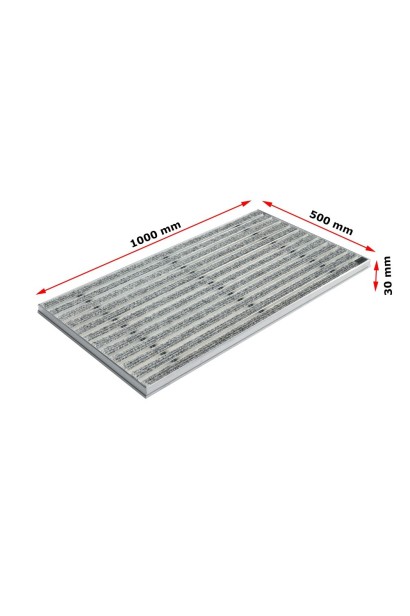 Ștergător de picioare încastrabil ACO Self Vario, cu ramă din aluminiu și grătar insertie textila, gri, 1000x500x30mm