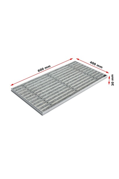 Ștergător de picioare încastrabil ACO Self Vario, cu ramă din aluminiu și grătar insertie textila, gri, 600x400x30mm