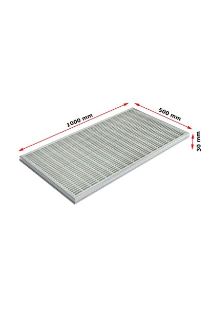 Ștergător de picioare încastrabil ACO Self Vario, cu ramă din aluminiu și grătar profilat longitudinal, 1000x500x30mm