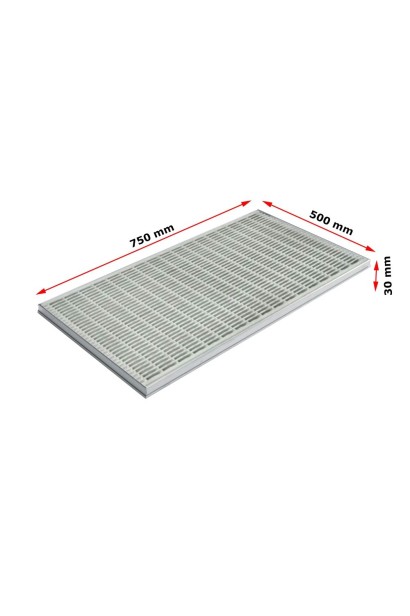 Ștergător de picioare încastrabil ACO Self Vario, cu ramă din aluminiu și grătar profilat longitudinal, 750x500x30mm