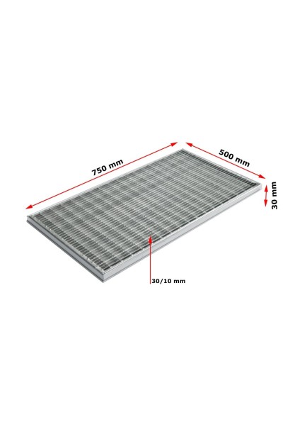 Ștergător de picioare încastrabil ACO Self Vario, cu ramă din aluminiu și grătar rețea ochiuri 30/10, 750x500x30mm