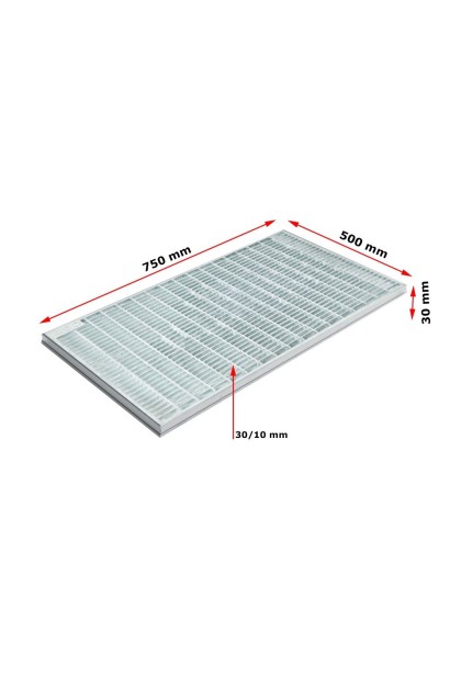Ștergător de picioare încastrabil ACO Self Vario, cu ramă din aluminiu și grătar rețea ochiuri 30/10, B125, 750x500x30mm