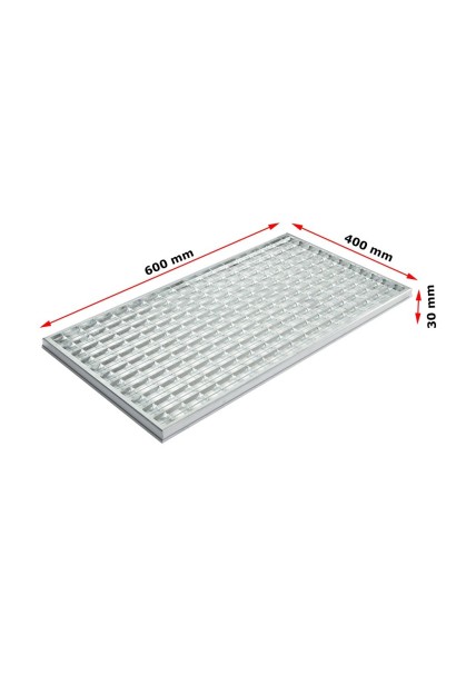 Ștergător de picioare încastrabil ACO Self Vario, cu ramă din aluminiu și grătar rețea V, 600x400x30mm