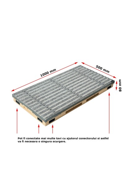 Ștergător de picioare încastrabil ACO Vario 2.0 Hybrid, cu tavă din beton cu polimeri și grătar benzi textile si profile perie, 