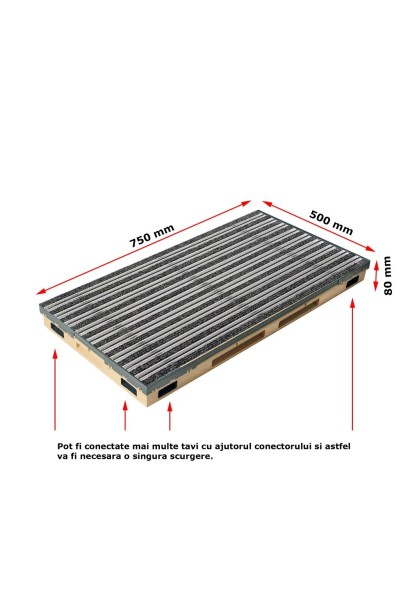 Ștergător de picioare încastrabil ACO Vario 2.0 Hybrid, cu tavă din beton cu polimeri și grătar benzi textile si profile perie, 