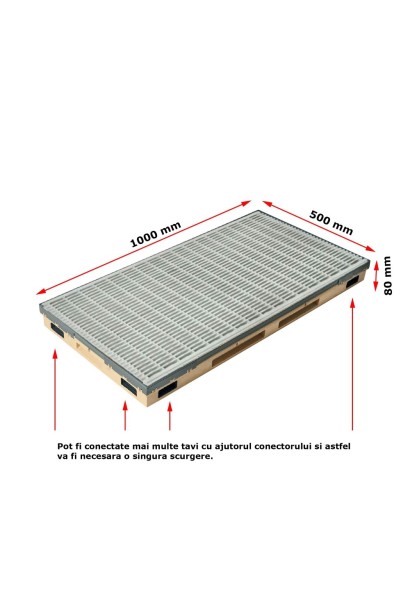 Ștergător de picioare încastrabil ACO Vario 2.0 Hybrid, cu tavă din beton cu polimeri și grătar profilat longitudinal, 1000x500x