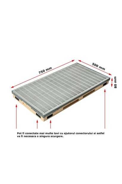 Ștergător de picioare încastrabil ACO Vario 2.0 Hybrid, cu tavă din beton cu polimeri și grătar profilat longitudinal, 750x500x8