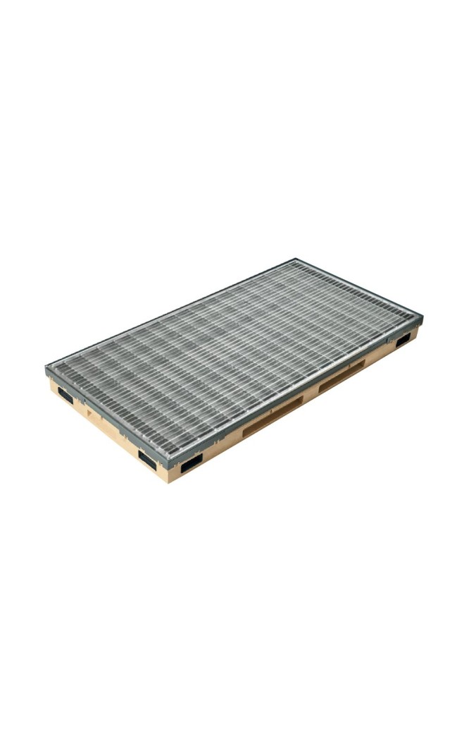 Ștergător de picioare încastrabil ACO Vario 2.0 Hybrid, cu tavă din beton cu polimeri și grătar rețea ochiuri 30/10, 1000x500x80