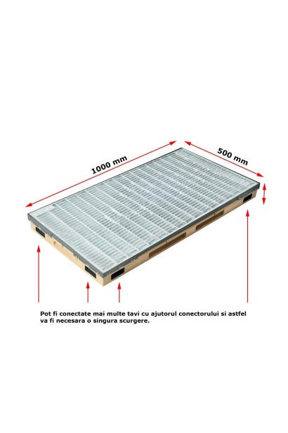 Ștergător de picioare încastrabil ACO Vario 2.0 Hybrid, cu tavă din beton cu polimeri și grătar rețea ochiuri 30/10, B125, 1000x