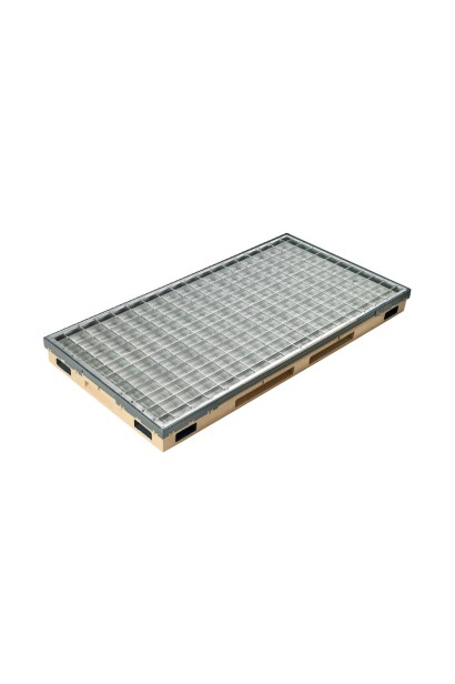 Ștergător de picioare încastrabil ACO Vario 2.0 Hybrid, cu tavă din beton cu polimeri și grătar retea ochiuri 30/30, 600x400x80m