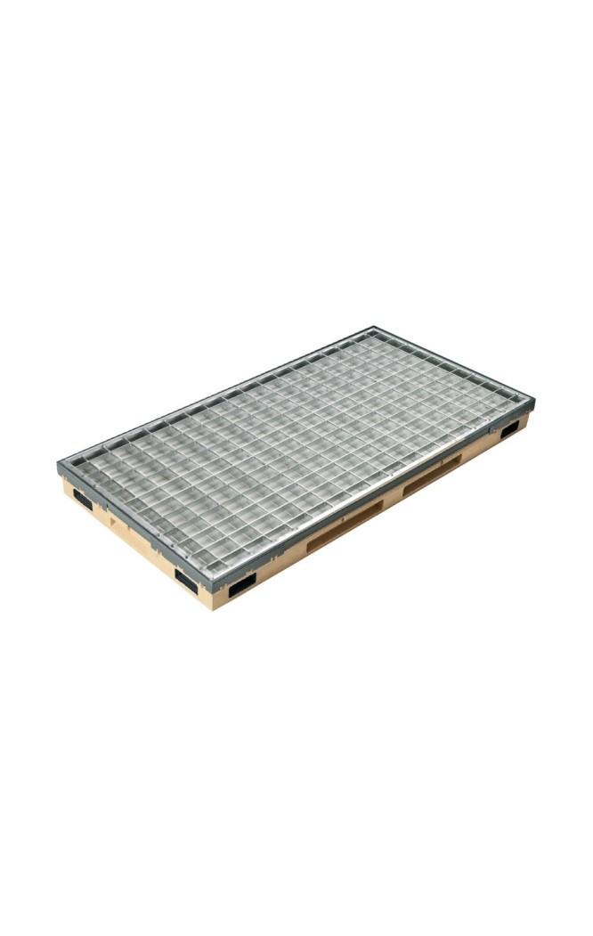 Ștergător de picioare încastrabil ACO Vario 2.0 Hybrid, cu tavă din beton cu polimeri și grătar retea ochiuri 30/30, 600x400x80m