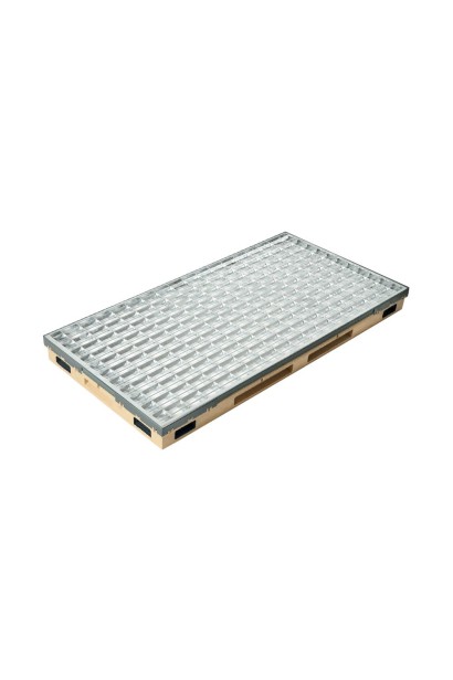 Ștergător de picioare încastrabil ACO Vario 2.0 Hybrid, cu tavă din beton cu polimeri și grătar rețea V, 1000x500x80mm