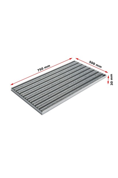 Ștergător de picioare încastrabil ACO Self Vario, cu ramă din aluminiu și grătar benzi textile si cauciucate, 750x500x30mm