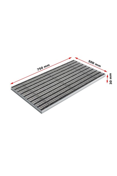 Ștergător de picioare încastrabil ACO Self Vario, cu ramă din aluminiu și grătar benzi textile si profile perie, 750x500x30mm