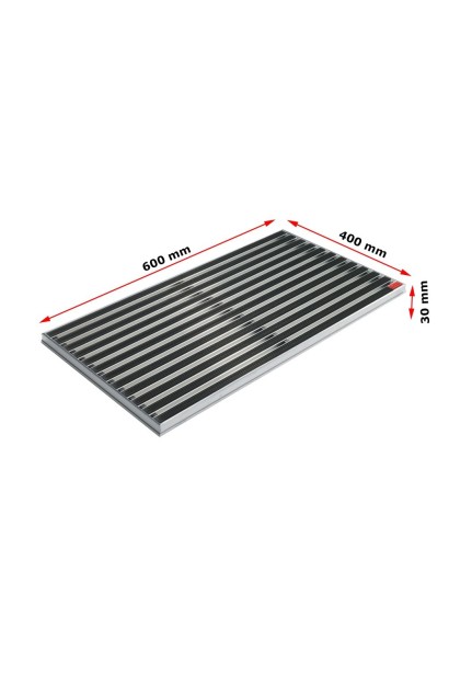 Ștergător de picioare încastrabil ACO Self Vario, cu ramă din aluminiu și grătar cu inserție de cauciuc, antracit, 600x400x30mm