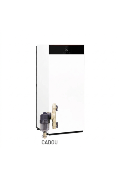 Centrală termică în condensație cu boiler încorporat 100 litri Viessmann Vitodens 111-F S1 tip B1TF 25kW, termostat Honeywell-CA