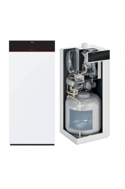 Centrală termică în condensație cu boiler încorporat 100 litri Viessmann Vitodens 111-F S1 tip B1TF 25kW, termostat Honeywell-CA