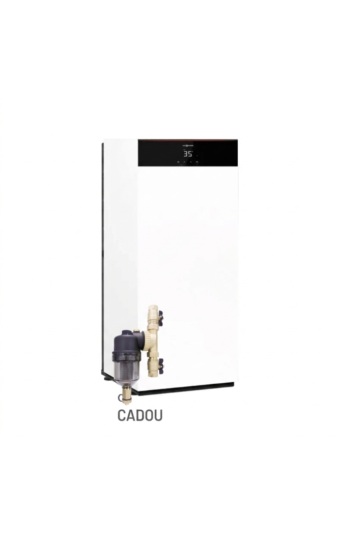 Centrală termică în condensație cu boiler încorporat 100 litri Viessmann Vitodens 111-F S1 tip B1TF 32kW, termostat Honeywell-CA