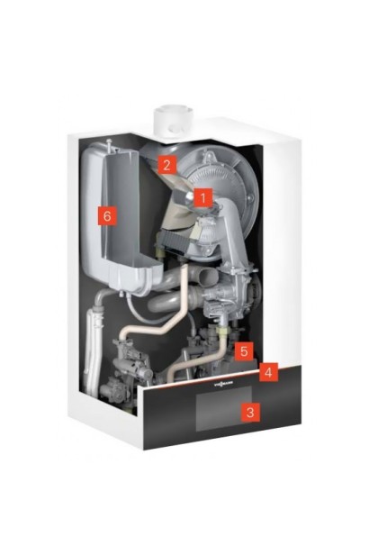 Centrală termică în condensație cu afișaj digital 3.5" Viessmann Vitodens 200-W 25kW, kit de evacuare inclus, termostat HoneyWel