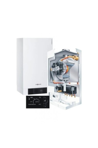 Centrală termică Viessmann Vitodens 200-W 99 kW cu Vitotronic 100 pentru încălzire -termostat Honeywell-CADOU, kit de evacuare