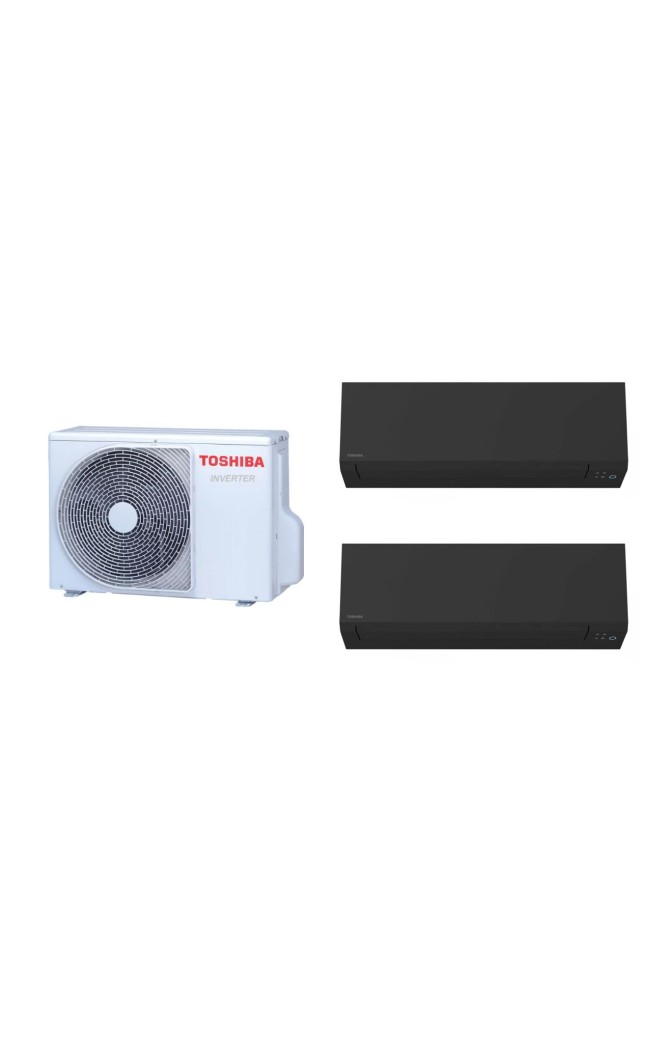 Aparat de aer conditionat multisplit TOSHIBA cu doua unitati interne EDGE Black 9000 si 12000 BTU, 1*RAS-B13G3KVSGB-E + 1*RAS-B1