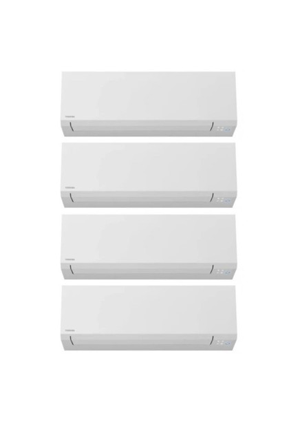 Aparat de aer conditionat multisplit TOSHIBA cu patru unitati interne EDGE Albe, trei 9000 BTU si una de 12000 BTU, 3*RAS-B10G3K