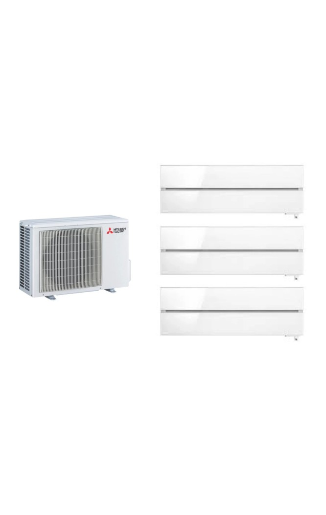 Aparat de aer conditionat multisplit Mitsubishi Electric Kirigamine Deluxe cu trei unitati interne 12000 BTU Solid White, MXZ-4F