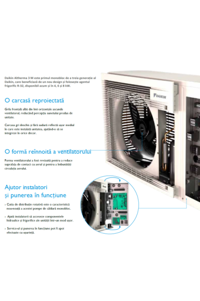 Pompa de caldura monobloc pentru incalzire Daikin Altherma 3 M EDLA04E3V3 4kW cu incalzitor de rezerva integrat 3kW
