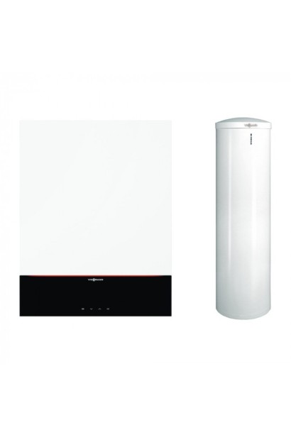 Pachet centrală termică în condensație cu afișaj digital 3.5” Viessmann Vitodens 200-W 25kW cu boiler monovalent Vitocell 200 li