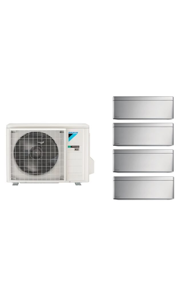 Aparat de aer condiționat multisplit Daikin Stylish cu patru unități interne, trei 5000 și una de 12000 BTU Silver - garanție 60