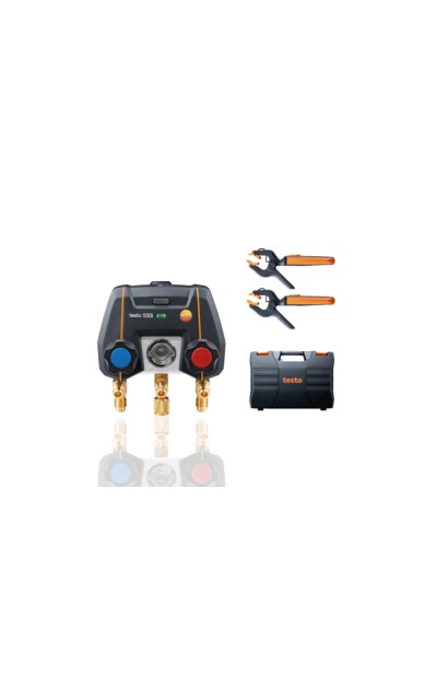 Testo 550i Set Smart - Manifold digital controlat prin aplicație cu sonde de temperatură fără fir (NTC)