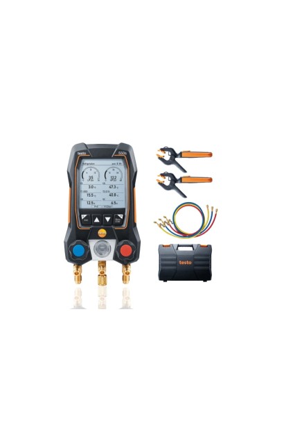 Testo 550s Set smart cu furtunuri - Manifold digital inteligent cu sonde de temperatură wireless și set de 3 furtunuri de umpler