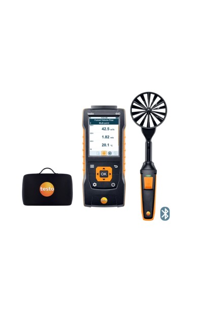 Testo 440 - Set cu sondă pentru viteza aerului cu elice de 100 mm cu BT