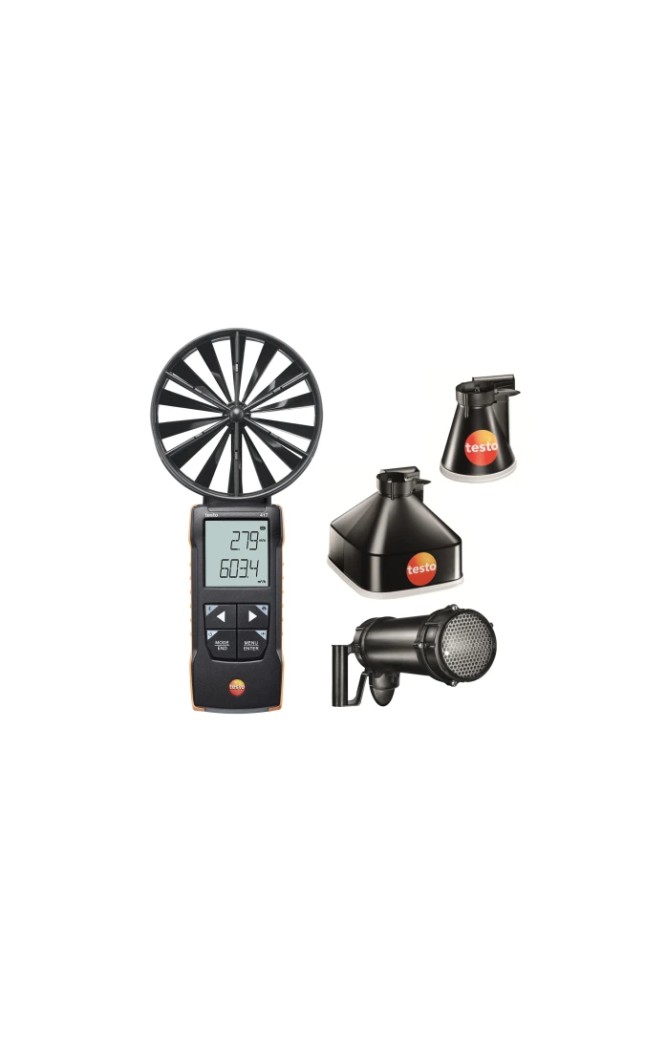 Testo 417 set 2 - Anemometru cu elice, pâlnii de măsurare și dispozitiv de uniformizare