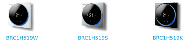 Telecomanda cu fir Daikin Madoka BRC1H519 design premiat alb argintiu negru caseta FCAG
