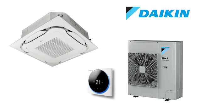 Aparat aer conditionat tip caseta Daikin SkyAir Alpha FCAG50B RZAG50B Round Flow 360 18000 BTU Inverter birou mediu spatiu comercial mare